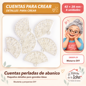 DB009-29 Cuentas perladas de abanico – 42 × 28 mm – 6 unidades