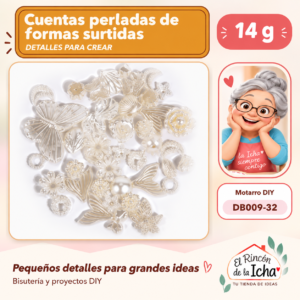 DB009-32 Cuentas perladas de formas surtidas – 14 g
