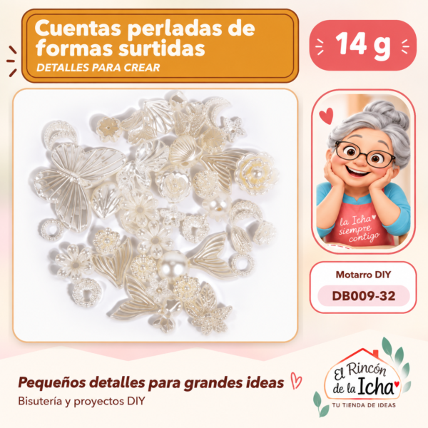 Cuentas perladas de formas surtidas – 14 g