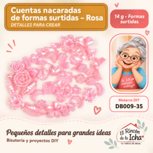 DB009-35 Cuentas nacaradas de formas surtidas – Rosa – 14 g