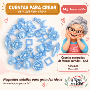 DB009-37 Cuentas nacaradas de formas surtidas – Azul – 14 g