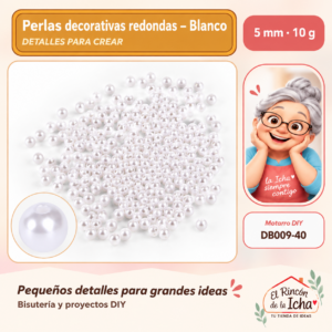 DB009-40 Perlas decorativas redondas – Blanco – 5 mm – 10 g