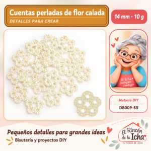 DB009-55 Cuentas perladas de flor calada – 14 mm – 10 g