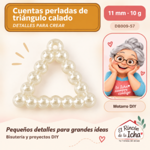 DB009-57 Cuentas perladas de triángulo calado – 11 mm – 10 g