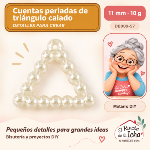 Cuentas perladas de triángulo calado – 11 mm – 10 g