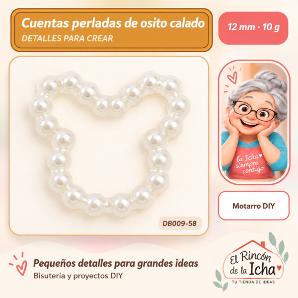 Cuentas perladas de osito calado – 12 mm – 10 g