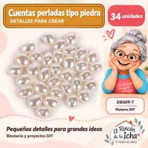 DB009-7 Cuentas perladas tipo piedra – 34 unidades