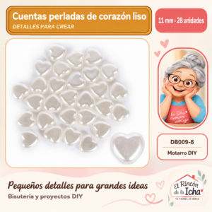 DB009-8 Cuentas perladas de corazón liso – 11 mm – 28 unidades