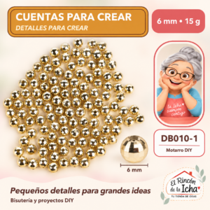 DB010-1 Cuentas facetadas tipo disco – Dorado – 6 mm – 15 g