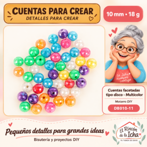 DB010-11 Cuentas facetadas tipo disco – Multicolor – 10 mm – 18 g