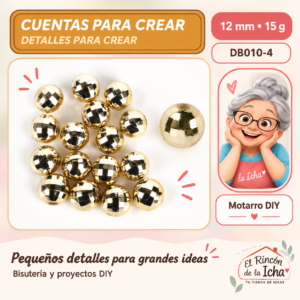 DB010-4 Cuentas facetadas tipo disco – Dorado – 12 mm – 15 g