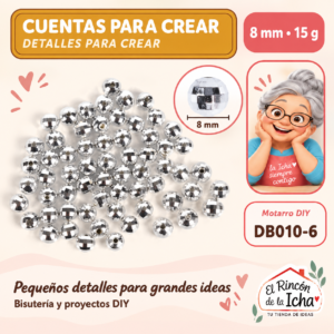 DB010-6 Cuentas facetadas tipo disco – Plateado – 8 mm – 15 g