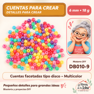 DB010-9 Cuentas facetadas tipo disco – Multicolor – 6 mm – 18 g