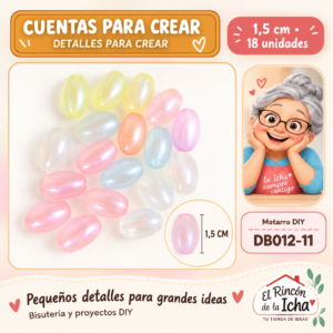 DB012-11 Cuentas luminosas – Ovaladas – 1,5 cm – 18 unidades