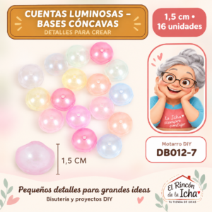 DB012-7 Cuentas luminosas – Bases cóncavas – 1,5 cm – 16 unidades