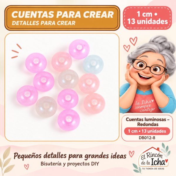 Cuentas luminosas – Redondas – 1 cm – 13 unidades