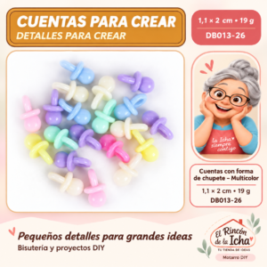 DB013-26 Cuentas con forma de chupete – Multicolor – 1,1 × 2 cm – 19 g