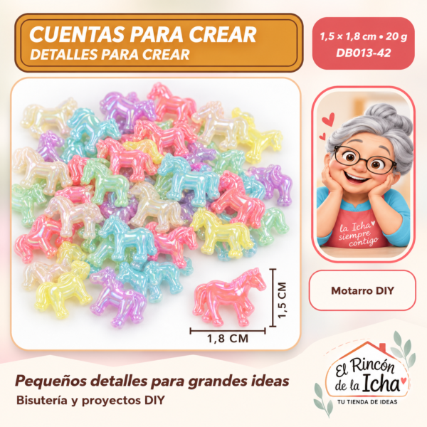Cuentas irisadas – Caballos – 1,5 × 1,8 cm – 20 g