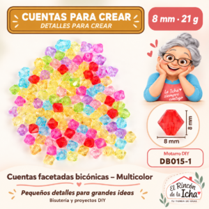 DB015-1 Cuentas facetadas bicónicas – Multicolor – 8 mm – 21 g