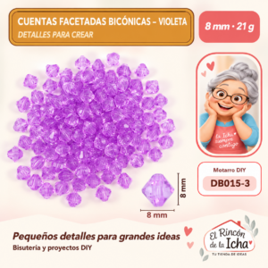 DB015-3 Cuentas facetadas bicónicas – Violeta – 8 mm – 21 g