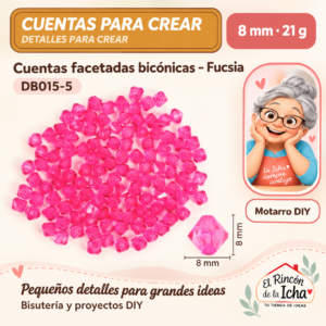 DB015-5 Cuentas facetadas bicónicas – Fucsia – 8 mm – 21 g