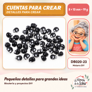 DB020-23 Cuentas de calavera – Negro con blanco – 8 × 10 mm – 19 g