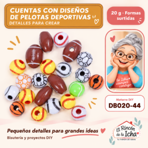 DB020-44 Cuentas con diseños de pelotas deportivas – 20 g