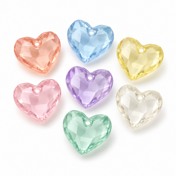 Cuentas acrílicas macarrón – Corazón rombo – 17 × 20 mm – 8 unidades