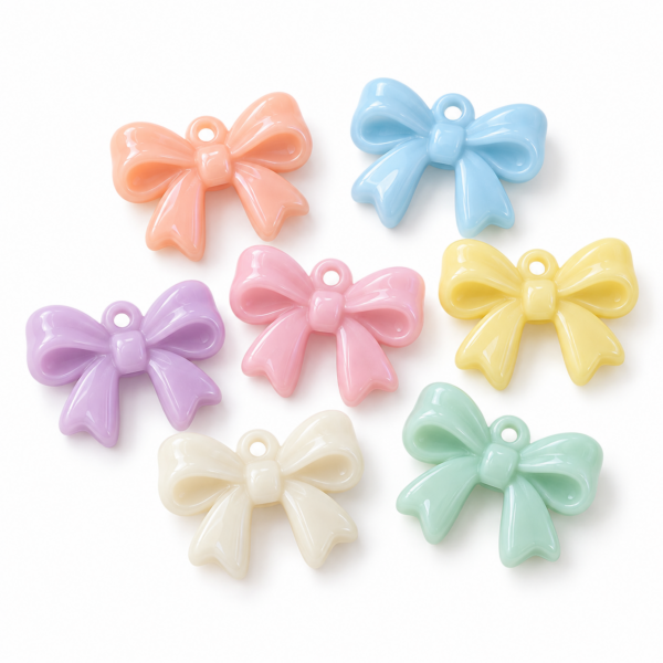 Cuentas acrílicas macarrón – Moño – 16 × 26 mm – 7 unidades