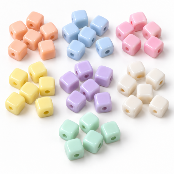 Cuentas acrílicas macarrón – Cuadrado – 8 × 8 mm – 38 unidades