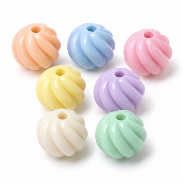 Cuentas acrílicas macarrón – Espiral – 16 × 16 mm – 7 unidades