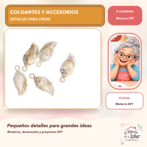 DB037-1 Set de 5 Colgantes Gota de Concha Acrílico tipo concha Perlado