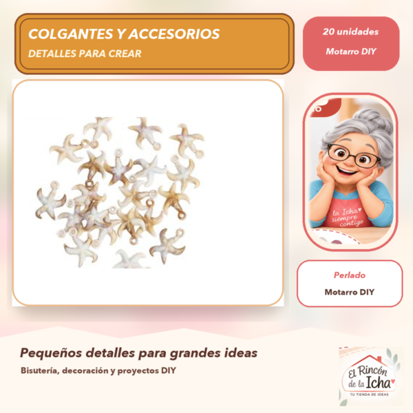 Set de 20 Colgantes Estrella Acrílico tipo concha Perlado
