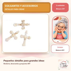 DB037-11 Set de 3 Colgantes Cruz Simple Acrílico tipo concha Perlado
