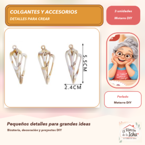 DB037-14 Set de 3 Colgantes Gota Calada Acrílico tipo concha Perlado