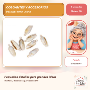 DB037-3 Set de 8 Colgantes Hoja Acrílico tipo concha Perlado