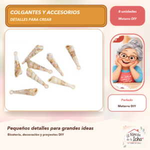 DB037-5 Set de 8 Colgantes Tubo Acrílico tipo concha Perlado