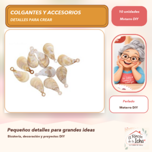 DB037-7 Set de 10 Colgantes Caracol Acrílico tipo concha Perlado