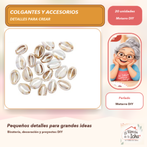 DB037-8 Set de 20 Colgantes Concha Cowrie Acrílico tipo concha Perlado