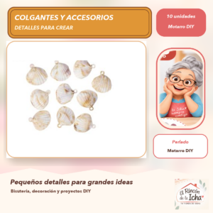 DB037-9 Set de 10 Colgantes Concha Irregular Acrílico tipo concha Perlado