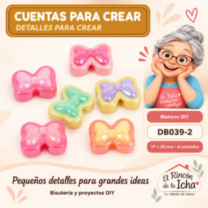 DB039-2 Cuentas irisadas bicolor – Corbatines – 17 × 20 mm – 6 unidades