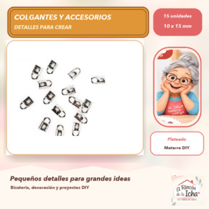 DB044-13 Set de 15 Colgantes Candado CCB Plateado 10 x 15 mm
