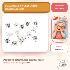 DB044-4 Set de 15 Colgantes Elefante CCB Plateado 12 x 14 mm