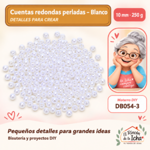 DB054-3 Cuentas redondas perladas – Blanco – 10 mm – 250 g