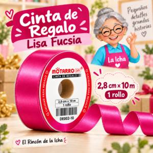 DE002-10 Cinta de Regalo Lisa Fucsia 2,8 cm x 10 m