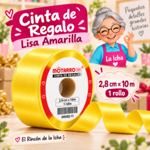 DE002-11 Cinta de Regalo Lisa Amarilla 2,8 cm x 10 m