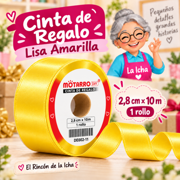 DE002-11 Cinta de Regalo Lisa Amarilla 2,8 cm x 10 m