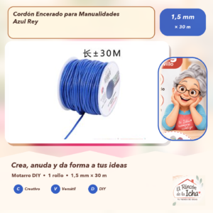 DE015-11 Cordón Encerado para Manualidades Azul Rey 1,5 mm × 30 m