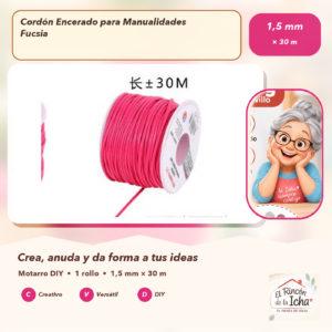 DE015-6 Cordón Encerado para Manualidades Fucsia 1,5 mm × 30 m