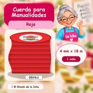 DE018-2 Cuerda para Manualidades Roja 4 mm x 18 m
